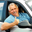 Smiling driver for providing transportation
